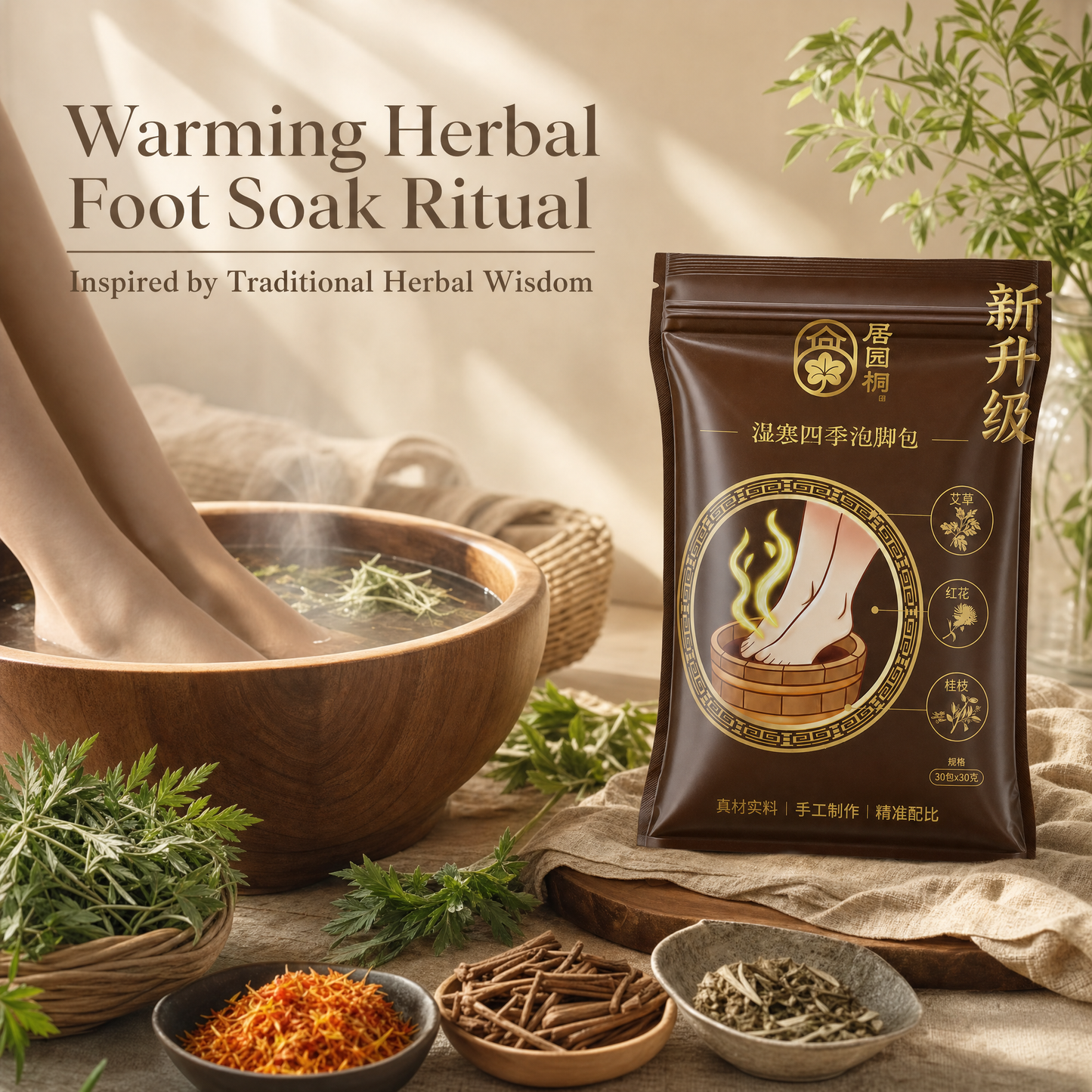 Mugwort Herbal Foot Soak Bags | Warming Botanical Foot Bath Ritual for Year-Round Wellness