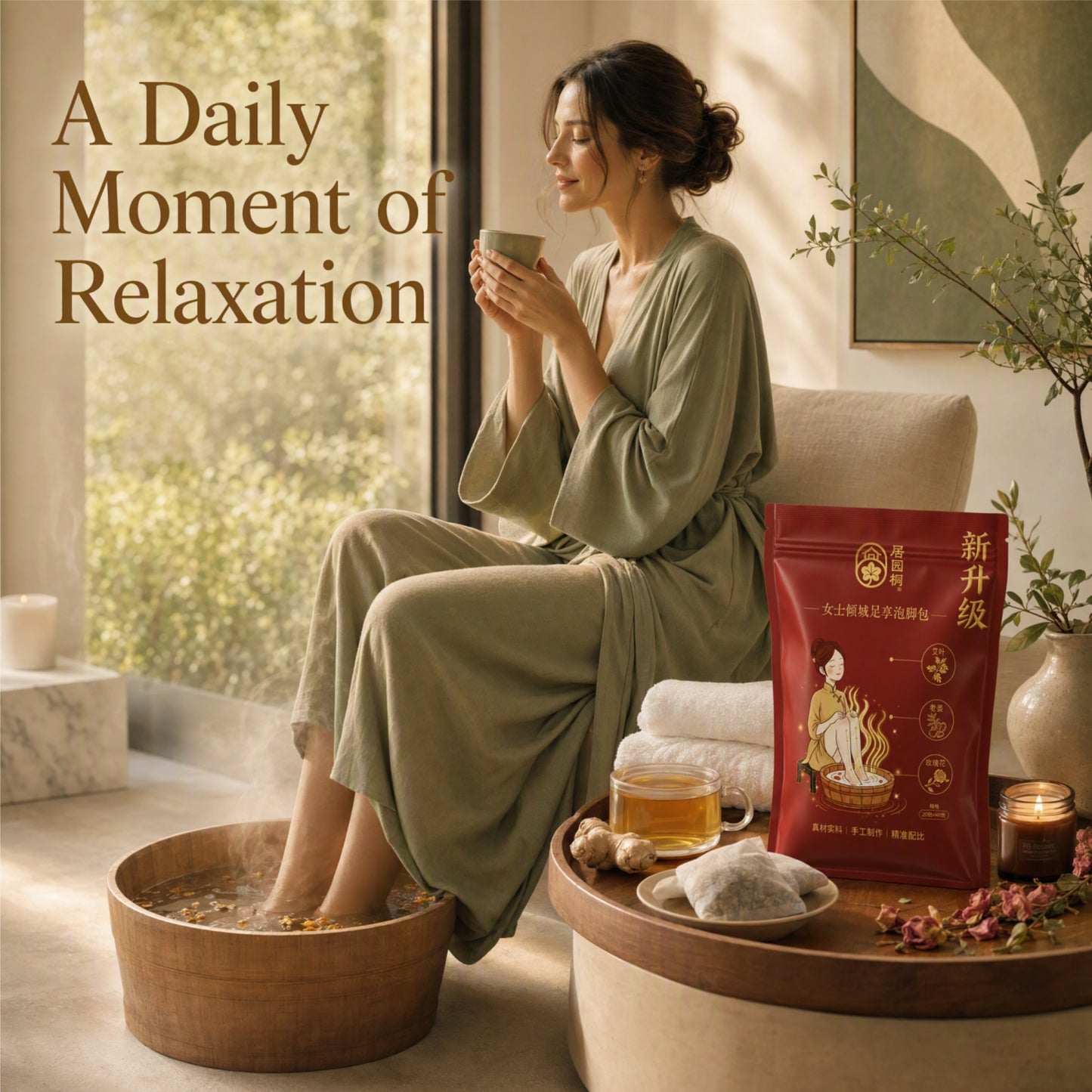 Women's Herbal Foot Soak Bags | Rose & Ginger Botanical Foot Bath for Relaxation & Wellness