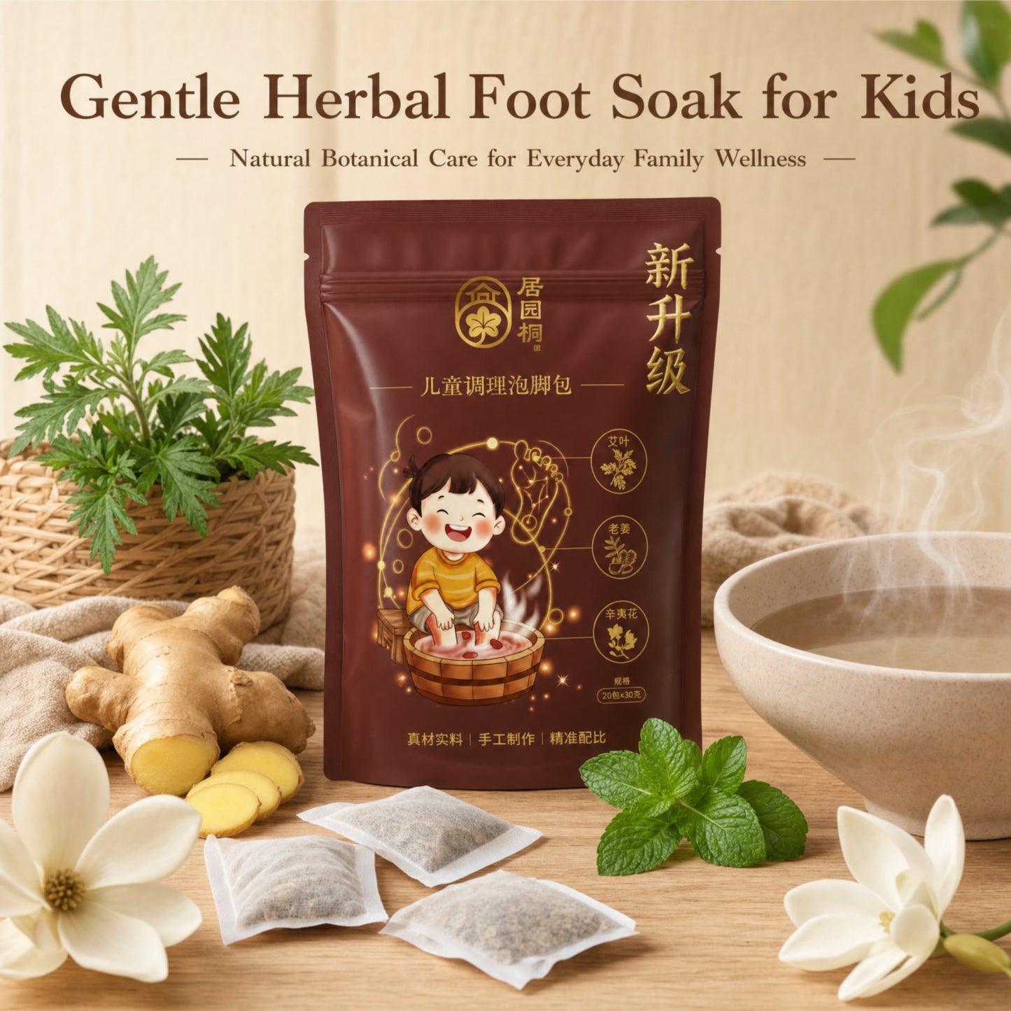 Children's Herbal Foot Soak Bags | Natural Botanical Foot Bath for Family Wellness