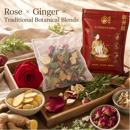 Women's Herbal Foot Soak Bags | Rose & Ginger Botanical Foot Bath for Relaxation & Wellness