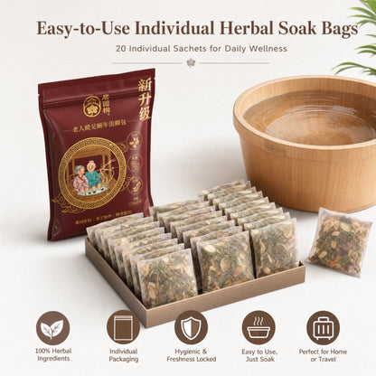 Senior Herbal Foot Soak Bags | Ginger & Mugwort Warming Foot Bath for Elderly Daily Wellness