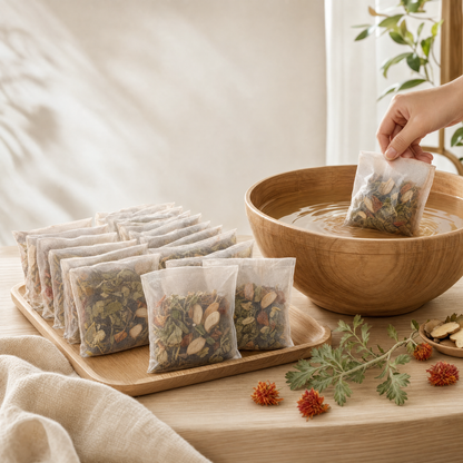Mugwort Herbal Foot Soak Bags | Warming Botanical Foot Bath Ritual for Year-Round Wellness