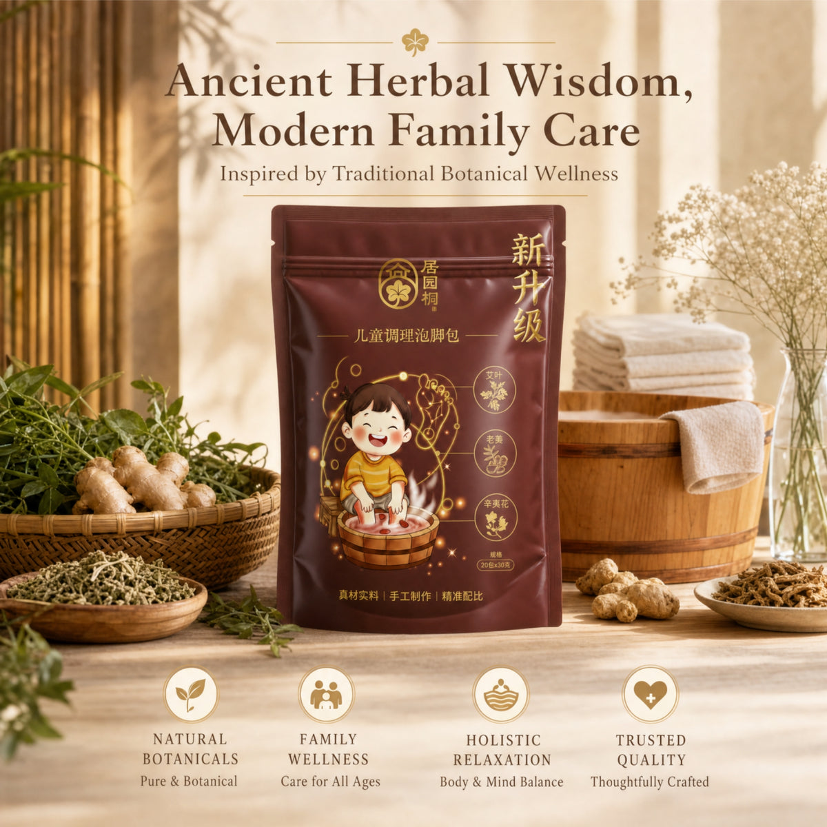 Children's Herbal Foot Soak Bags | Natural Botanical Foot Bath for Family Wellness